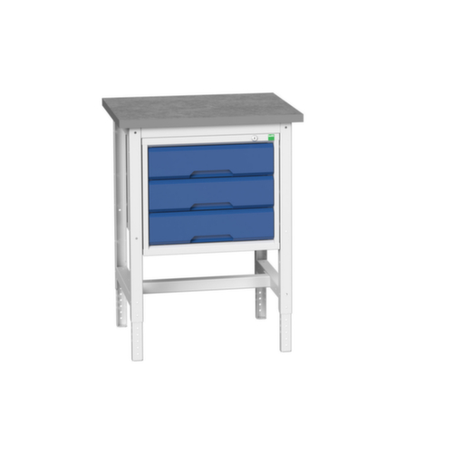 bott Werkbank verso, 3 Schubladen, RAL7035 Lichtgrau/RAL5010 Enzianblau