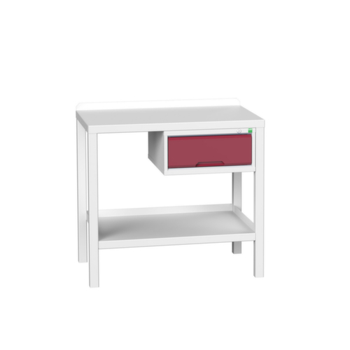 bott Werkbank verso, 1 Schublade, 1 Ablageboden, RAL7035 Lichtgrau/RAL3004 Purpurrot