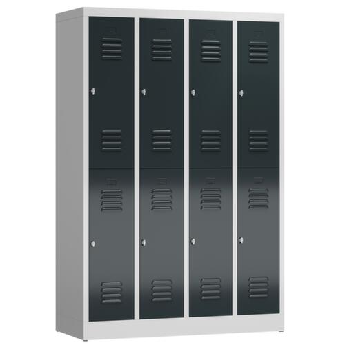 Doppelstöckiger Garderobenschrank ClassiX, Abteilbreite 295 mm