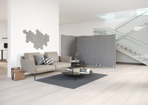 Rahmenlose Akustikstellwand freistehend, Höhe x Breite 1800 x 1000 mm, Wand grau meliert