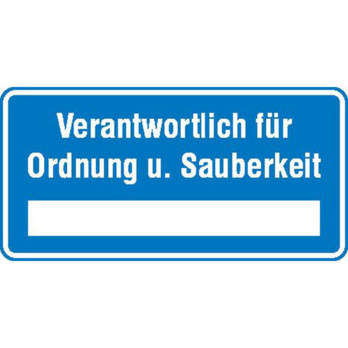 Hinweisschild SafetyMarking® Verantwortlich für Ordnung u. Sauberkeit, "Verantwortlich für Ordnung u. Sauberkeit"