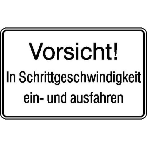 Hinweisschild SafetyMarking® für Tankanlagen, "Vorsicht! In Schrittgeschwindigkeit ein- und ausfahren"