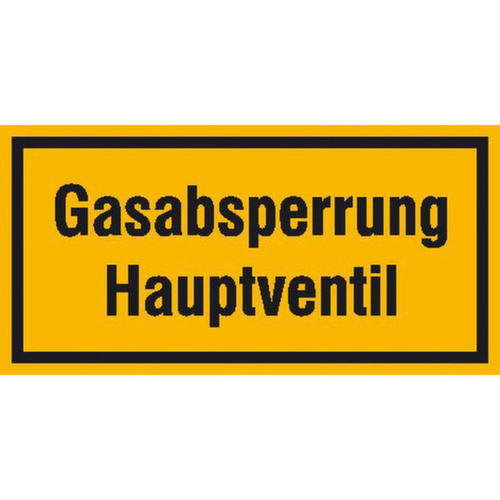 Hinweisschild SafetyMarking®, "Gasabsperrung Hauptventil"
