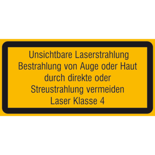 Warn-Zusatzschild SafetyMarking® Unsichtbare Laserstrahlung Bestrahlung von Auge oder Haut (…)