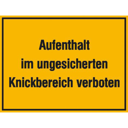 Hinweisschild SafetyMarking® für Baustellen, "Aufenthalt im ungesicherten Knickbereich verboten"