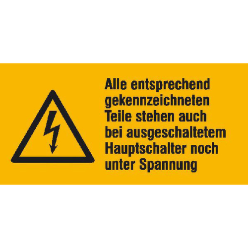 Warnkombischild SafetyMarking® auf Bogen "Alle entsprechend gekennzeichneten Teile stehen"