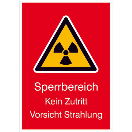 Warnkombischild SafetyMarking® - Strahlenschutz "Sperrbereich Kein Zutritt Vorsicht Strahlung"