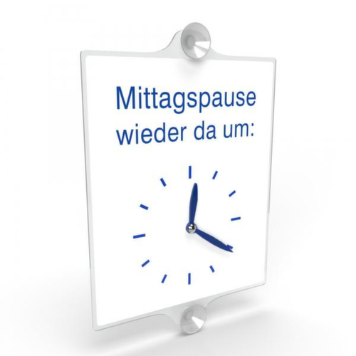 Hinweisschild SafetyMarking®, "Ladentürschild mit Uhranzeige"