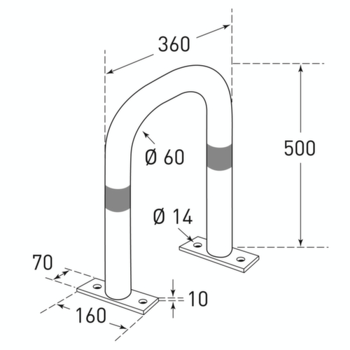Moravia Schutzbügel CITY klein, Höhe 500 mm, zum Aufdübeln