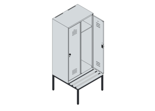 C+P Spind Classic Plus mit Sitzbank, Abteilbreite 400 mm