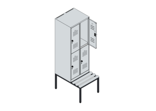 C+P Doppelstöckiger Spind Classic Plus mit Sitzbank, Abteilbreite 300 mm