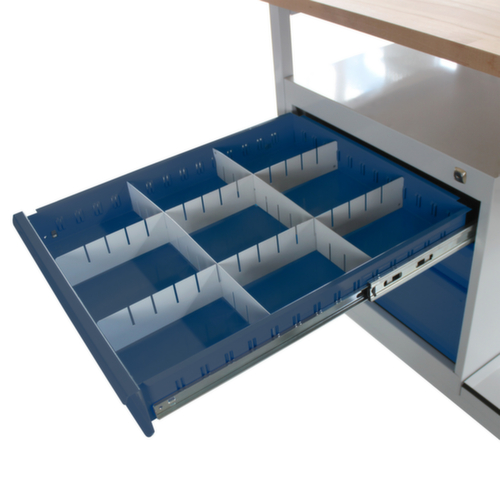 Fahrbare Werkbank, 3 Schubladen, 1 Ablageboden, RAL7035 Lichtgrau/RAL7016 Anthrazitgrau