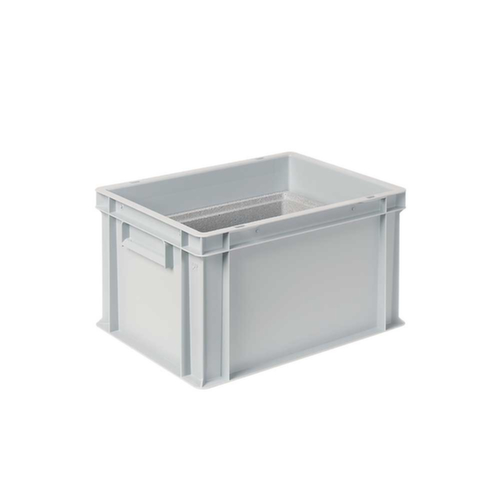 Euronorm-Stapelbehälter mit Isolierbox, grau, Inhalt 22,5 l, Auflagedeckel für Isolierbox