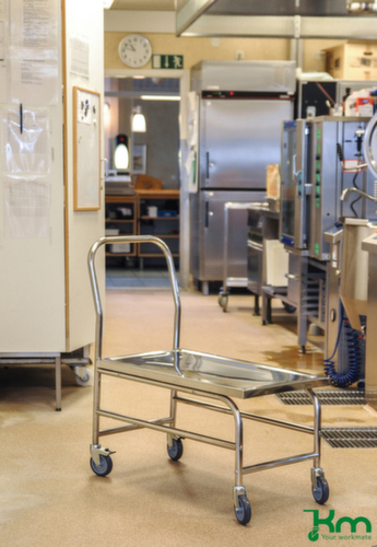 Kongamek Edelstahl-Schiebebügelwagen, Traglast 100 kg, Ladefläche 735 x 390 mm