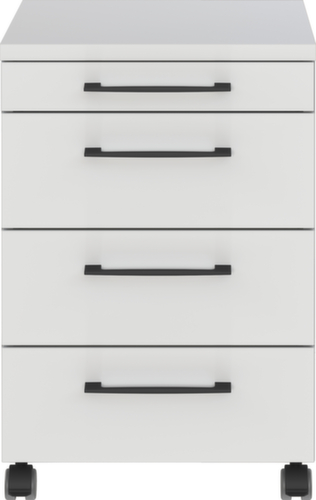 Rollcontainer GW-PROFI 2.0 mit Materialauszug, 3 Schublade(n), lichtgrau/lichtgrau