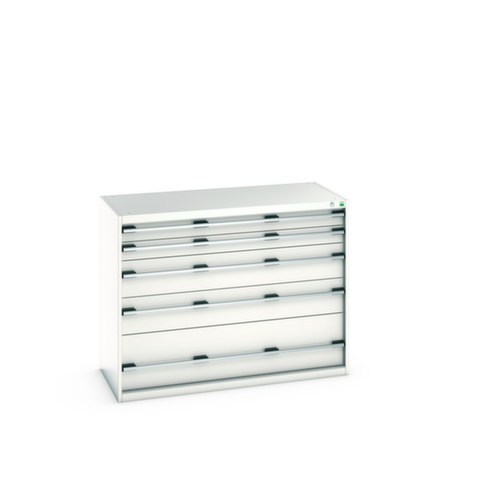 bott Schubladenschrank cubio Grundfläche 1300x650 mm, 5 Schublade(n), RAL7035 Lichtgrau/RAL7035 Lichtgrau