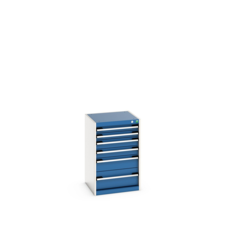 bott Schubladenschrank cubio Grundfläche 525x525 mm, 6 Schublade(n), RAL7035 Lichtgrau/RAL5010 Enzianblau