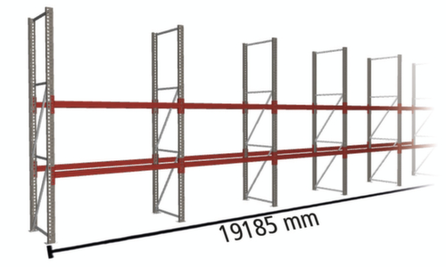META Palettenregal MULTIPAL für 60 Paletten, 19185 mm breit, 3 Lagerebenen