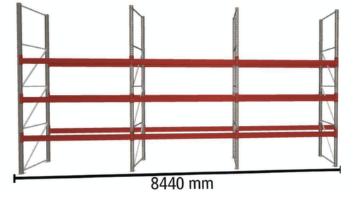 META Palettenregal MULTIPAL für 36 Paletten, 8440 mm breit, 4 Lagerebenen