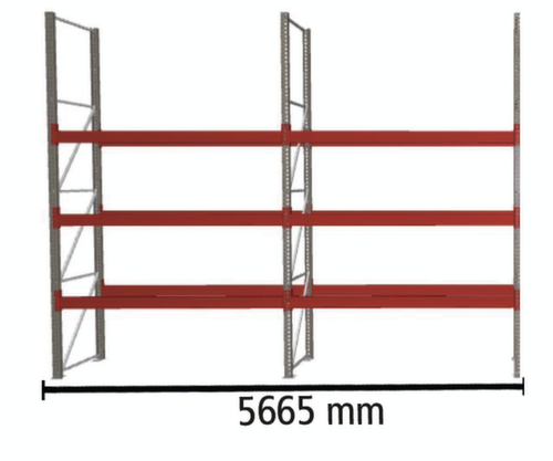 META Palettenregal MULTIPAL für 16 Paletten, 5665 mm breit, 4 Lagerebenen