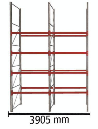 META Palettenregal MULTIPAL für 20 Paletten, 3905 mm breit, 5 Lagerebenen