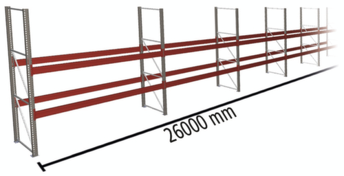 META Palettenregal MULTIPAL für 84 Paletten, 26000 mm breit, 3 Lagerebenen