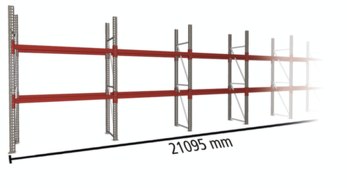META Palettenregal MULTIPAL für 33 Paletten, 21095 mm breit, 3 Lagerebenen
