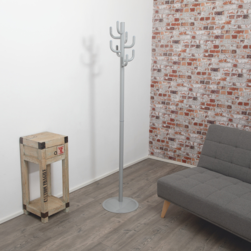 MAUL Garderobenständer MAULpolaris Lite, mit 8 Haken, RAL7001 Silbergrau