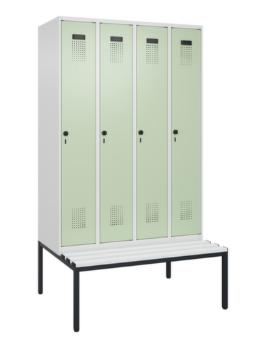 C+P Schwarz-Weiß-Spind Evolo PLUS mit Sitzbank, Abteilbreite 300 mm