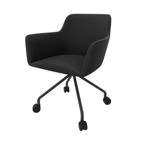 Quadrifoglio Besucherstuhl City mit Armlehnen, Sitz schwarz, 4-Fußgestell mit 4 Rollen