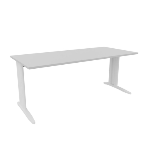 Quadrifoglio Schreibtisch Practika mit C-Fußgestell, Breite x Tiefe 1800 x 800 mm, Platte grau