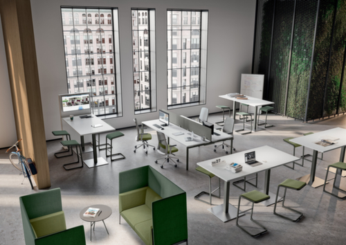 Quadrifoglio Stehtisch Greko für Besprechungen, Höhe x Breite x Tiefe 1070 x 2100 x 1000 mm, Platte Eiche