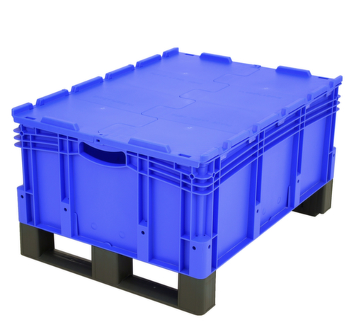 BITO Bac gerbable norme Europe à double fond, bleu, capacité 121 l, Couvercle à charnière en 2 parties