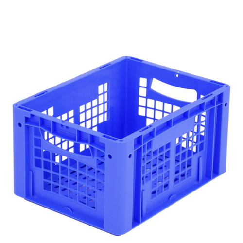 BITO Bac gerbable norme Europe avec double fond nervuré + parois + fond ajourés, bleu, capacité 19 l