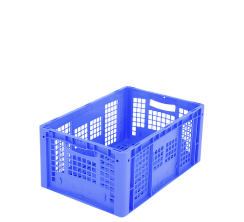 BITO Bac gerbable norme Europe avec double fond nervuré + parois + fond ajourés, bleu, capacité 51 l