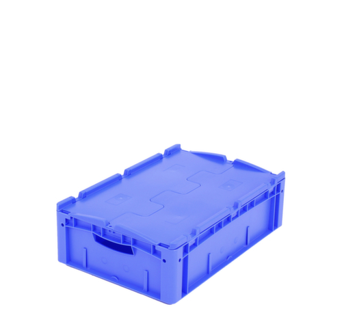BITO Bac gerbable norme Europe, bleu, capacité 32 l, Couvercle à charnière en 2 parties