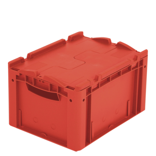 BITO Bac gerbable norme Europe, rouge, capacité 20 l, Couvercle à charnière en 2 parties