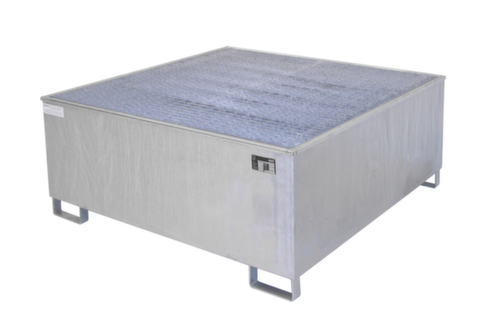 Bac de rétention avec bac intérieur en PE et caillebotis,pour fût 4 x 200 litres