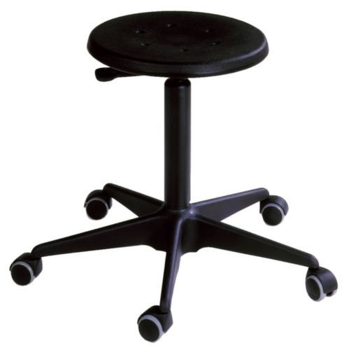 Tabouret pivotant, assise noir, roulettes