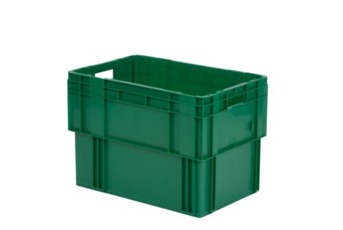 Bacs gerbables emboîtables norme Europe avec fond nervuré, vert, capacité 80 l