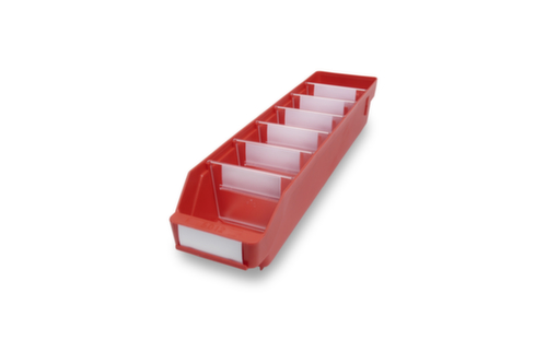 Bac compartimentable à bec, rouge, profondeur 500 mm