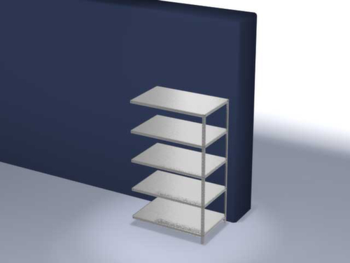 hofe Rayonnage à boulonner élément suivant, 5 tablettes, avec revêtement en zinc anti-corrosion