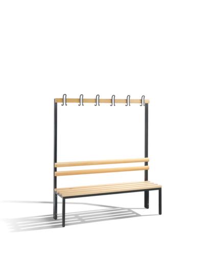 C+P Banc vestiaire gris noir avec crochets et lames en bois