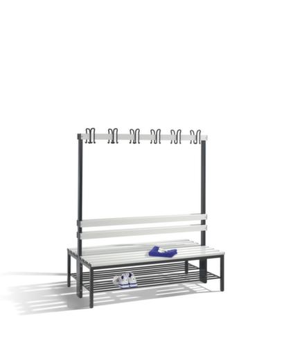 C+P Banc vestiaire gris noir avec crochets et lames PVC