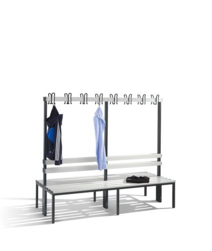 C+P Banc vestiaire gris noir avec crochets et lames PVC