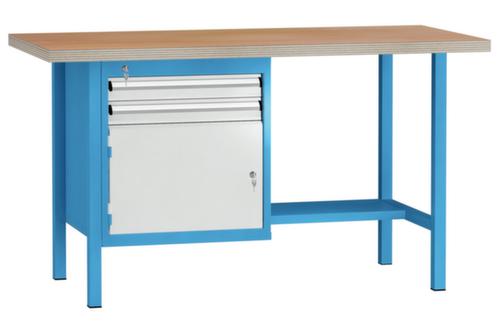 KLW Lutz Établi avec panneau multiplis, 2 tiroirs, 1/2 tablette