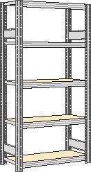 regalwerk Rayonnage sans boulons à plateaux agglomérés avec tablettes, hauteur x largeur x profondeur 2000 x 1061 x 326 mm, 5 tablettes