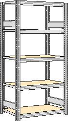 regalwerk Rayonnage sans boulons à plateaux agglomérés avec tablettes, hauteur x largeur x profondeur 2000 x 1061 x 426 mm, 5 tablettes