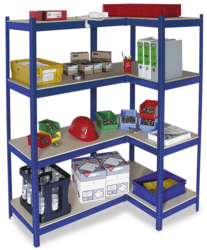 Rayonnage sans boulons à plateaux agglomérés avec 4 tablettes, hauteur x largeur x profondeur 1800 x 910 x 410 mm, 4 tablettes