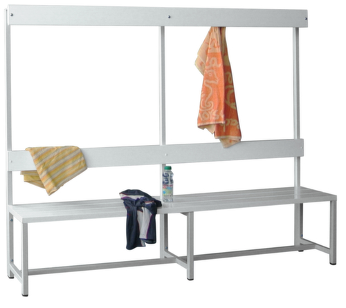 PAVOY Banc de vestiaire Basis RAL7035 avec crochets et bandes en plastique